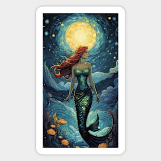 Starry Night Serenade: Van Gogh-Inspired Mermaid Magnet